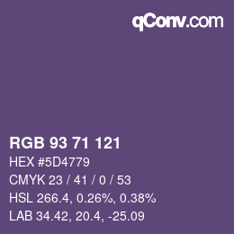 Color code: RGB 93 71 121 | qconv.com