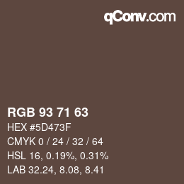 颜色代码: RGB 93 71 63 | qconv.com