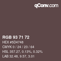颜色代码: RGB 93 71 72 | qconv.com