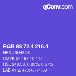 カラーコード: RGB 93 72.4 216.4 | qconv.com