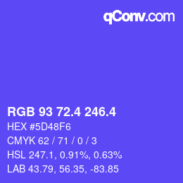 カラーコード: RGB 93 72.4 246.4 | qconv.com