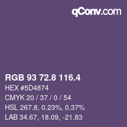 カラーコード: RGB 93 72.8 116.4 | qconv.com