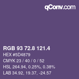 カラーコード: RGB 93 72.8 121.4 | qconv.com