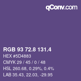 カラーコード: RGB 93 72.8 131.4 | qconv.com
