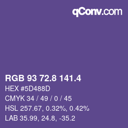 カラーコード: RGB 93 72.8 141.4 | qconv.com