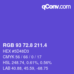 カラーコード: RGB 93 72.8 211.4 | qconv.com