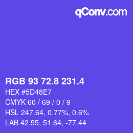 カラーコード: RGB 93 72.8 231.4 | qconv.com