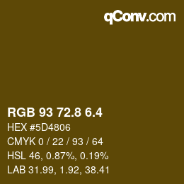 カラーコード: RGB 93 72.8 6.4 | qconv.com