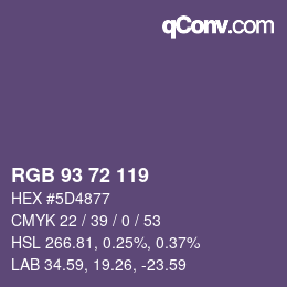 カラーコード: RGB 93 72 119 | qconv.com