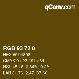 Color code: RGB 93 72 8 | qconv.com