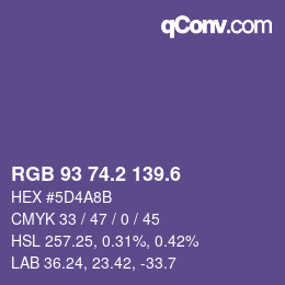 カラーコード: RGB 93 74.2 139.6 | qconv.com