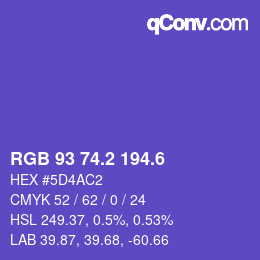 カラーコード: RGB 93 74.2 194.6 | qconv.com