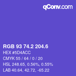 カラーコード: RGB 93 74.2 204.6 | qconv.com
