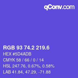 カラーコード: RGB 93 74.2 219.6 | qconv.com