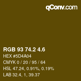 カラーコード: RGB 93 74.2 4.6 | qconv.com
