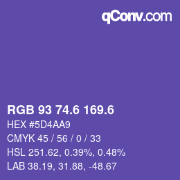 カラーコード: RGB 93 74.6 169.6 | qconv.com