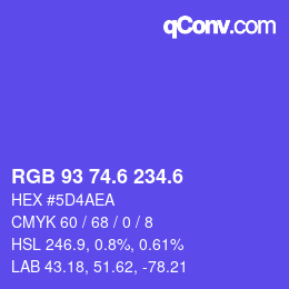 カラーコード: RGB 93 74.6 234.6 | qconv.com
