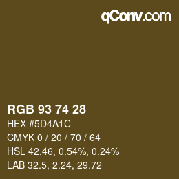 カラーコード: RGB 93 74 28 | qconv.com