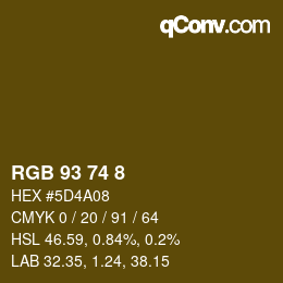 カラーコード: RGB 93 74 8 | qconv.com