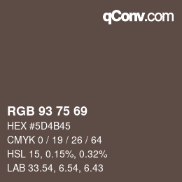 Código de color: RGB 93 75 69 | qconv.com