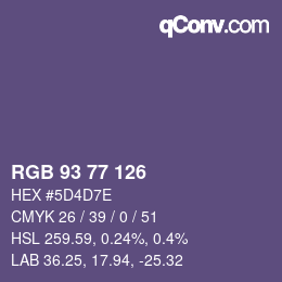 Color code: RGB 93 77 126 | qconv.com