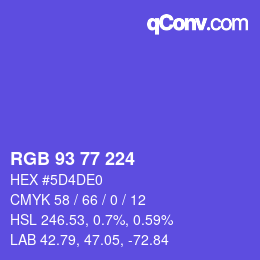 Color code: RGB 93 77 224 | qconv.com