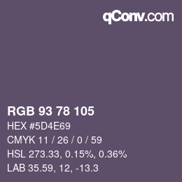 Color code: RGB 93 78 105 | qconv.com