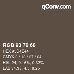 Código de color: RGB 93 78 68 | qconv.com