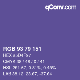 Color code: RGB 93 79 151 | qconv.com