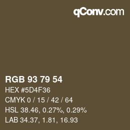 カラーコード: RGB 93 79 54 | qconv.com