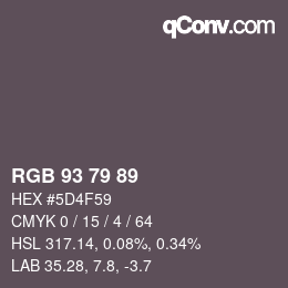 カラーコード: RGB 93 79 89 | qconv.com