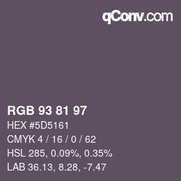 Color code: RGB 93 81 97 | qconv.com