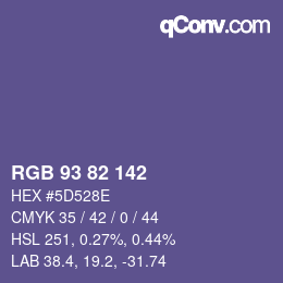 颜色代码: RGB 93 82 142 | qconv.com
