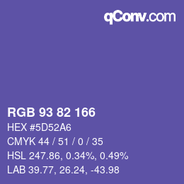 カラーコード: RGB 93 82 166 | qconv.com
