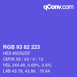 カラーコード: RGB 93 82 223 | qconv.com