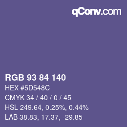 Color code: RGB 93 84 140 | qconv.com