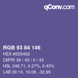 Color code: RGB 93 84 146 | qconv.com