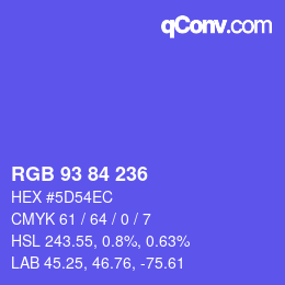 カラーコード: RGB 93 84 236 | qconv.com