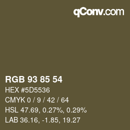 カラーコード: RGB 93 85 54 | qconv.com