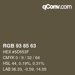 カラーコード: RGB 93 85 63 | qconv.com