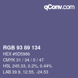 Color code: RGB 93 89 134 | qconv.com