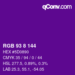 カラーコード: RGB 93 8 144 | qconv.com