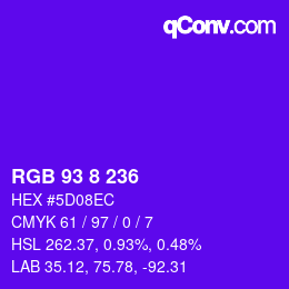 カラーコード: RGB 93 8 236 | qconv.com