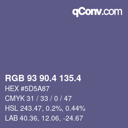 カラーコード: RGB 93 90.4 135.4 | qconv.com