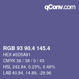 カラーコード: RGB 93 90.4 145.4 | qconv.com
