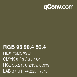 カラーコード: RGB 93 90.4 60.4 | qconv.com