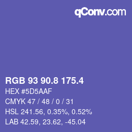 カラーコード: RGB 93 90.8 175.4 | qconv.com