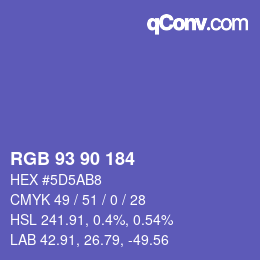 カラーコード: RGB 93 90 184 | qconv.com