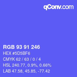 Color code: RGB 93 91 246 | qconv.com