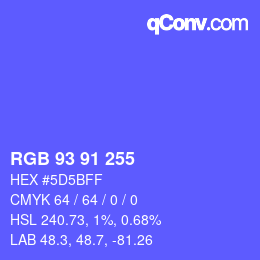 Color code: RGB 93 91 255 | qconv.com